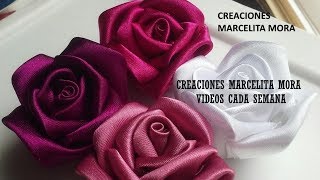 DIYComo Hacer Rosas Flores en TelaHow To Make Easy Fabric Flower RosesРозаクリップ簪 [upl. by Stevie]