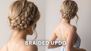 EASY MilkmaidCrown Braided Updo  Perfect for long hair  medium hair lengths [upl. by Chenay197]