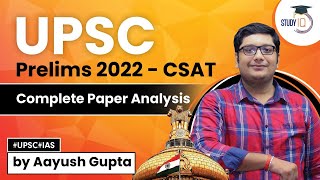 UPSC Prelims 2022  CSAT  Complete Paper Analysis  StudyIQ [upl. by Kreitman]