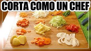 🔪 Tipos de CORTES BÁSICOS en COCINA  Cómo usar los CUCHILLOS y cortes de VERDURAS 🥕 [upl. by Atolrac967]