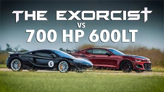 THE EXORCIST Camaro ZL1 1LE vs 700 HP McLaren 600LT  Street Race Comparison [upl. by Samara]