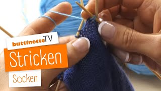 Socken stricken  Tutorial  buttinette TV STRICKEN [upl. by Esyak]