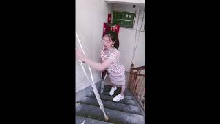 Beautiful Polio Girl using Crutches to Walk [upl. by Ahsitniuq685]