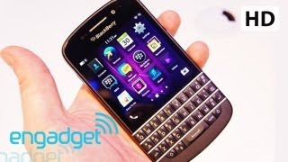 BlackBerry Q10 Hands On  Engadget [upl. by Helmer]