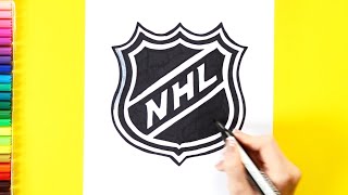 How to draw National Hockey League  NHL Logo [upl. by Aitetel724]