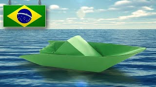 Como fazer um BARCO DE PAPEL realista  Tutorial de Origami [upl. by Ellienad]