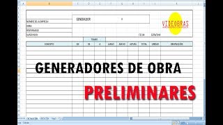 GENERADORES DE OBRA  PRELIMINARES [upl. by Aierb1]