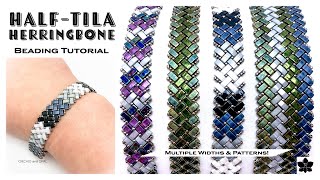 Half Tila Two Hole Herringbone Bracelet Beading Tutorial DIY [upl. by Kcor]