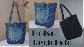 Como hacer un bolso reciclando pantalones vaqueros [upl. by Addie]