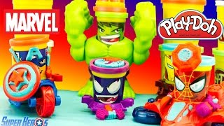 Pate à modeler Play Doh Marvel Super Heros Captain America Spiderman Venom Jouet Toy Review [upl. by Alrzc909]