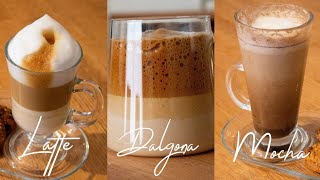 Evde yapabileceğiniz kolay üç kahve tarifi │Dalgona│Latte│Mocha [upl. by Ferrigno]