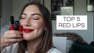 TOP 5 RED LIPS  Kelsey Garrett [upl. by Awhsoj]