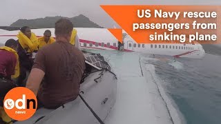 US Navy rescue passengers from sinking plane [upl. by Notnelc23]