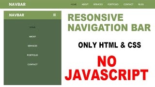 Responsive Navigation Bar Using HTML amp CSS  Responsive Navbar HTML CSS  HTML amp CSS Tutorial [upl. by Esekram]