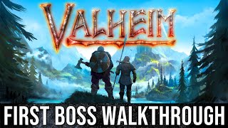 VALHEIM  First Boss SOLO Combat Gameplay Guide amp Starter House Build Tips  Part 2 Walkthrough [upl. by Horwitz996]