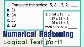 Part1 Logical Test  NUMERICAL REASONING [upl. by Gaiser]