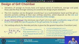 Lecture 25 Wastewater Treatment Units Grit Removal and Equalization [upl. by Leicam]