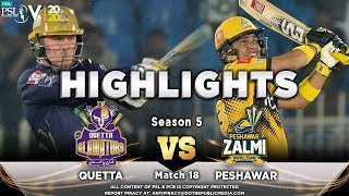 Peshawar Zalmi vs Quetta Gladiators  Full Match Highlights  Match 18  5 March  HBL PSL 2020 [upl. by Laurance]