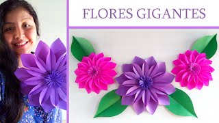 DIY  FLORES gigantes de papel  FLOR para decorar  paper flower  Muy Lindas 🌺 [upl. by Israeli42]