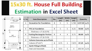 Building Estimation  Estimation Excel Sheet  घर का Estimate कैसे निकाले  Estimation 2024 [upl. by Lindholm264]