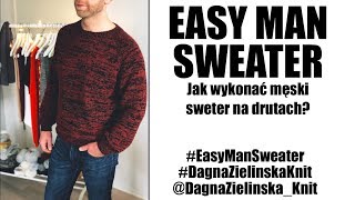 Easy Man Sweater Jak wykonać prosty męski sweter na drutach Reglan [upl. by Os]