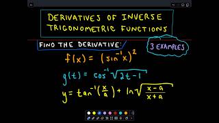 Derivatives of Inverse Trigonometric Functions [upl. by Notsae]