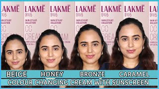 Lakme CC Cream Shades Swatches  Beige Bronze Caramel amp Honey  Waysheblushes [upl. by Gorton]