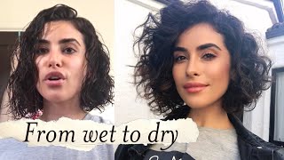 How to Style Short Curly Hair  WET TO DRY Tutorial [upl. by Attikin]