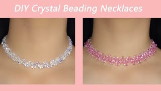 Easy Crystal Beading Necklaces Tutorial  How to Make Elegant Crystal Beading Necklaces [upl. by Palgrave]