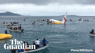 Plane overshoots runway in Micronesia and sinks [upl. by Cirala]