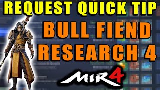 MIR4  Bull Fiend Research 4  Collect Torn Blue Fabric  Request Quick Tip Walkthrough HowTo [upl. by Eila]