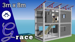 Small House Design 3x8m 2 Storey House [upl. by Atinaj]