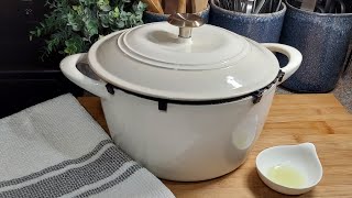 How to season an Enameled Cast Iron Dutch Oven  TRAMONTINA [upl. by Nylednarb722]