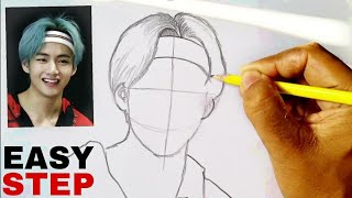 BTS V Kim Taehyung pencil drawing  BTS army [upl. by Lleon]