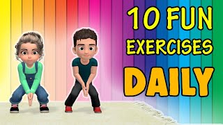 10 Fun Daily Exercise For Kids To Do At Home [upl. by Ogren789]