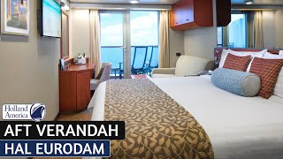 HAL Eurodam  Aft Verandah Stateroom Walkthrough Tour amp Review 4K  Holland America Cruise Line [upl. by Nohsav]