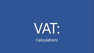 VAT  Calculations [upl. by Arba383]