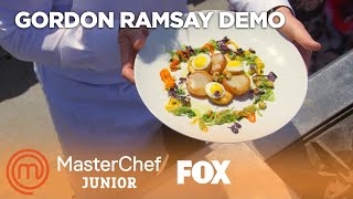 Gordon Ramsay Demonstrates How To Cook A Scallop Appetizer  Season 5 Ep 13  MASTERCHEF JUNIOR [upl. by Idnak781]