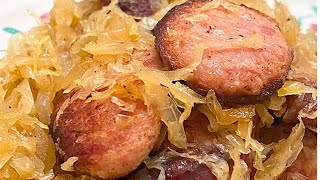 Sizzling Smoked Sausage and Sauerkraut Recipe [upl. by Sutniuq]