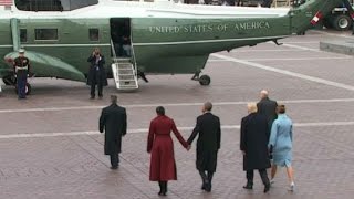 Trump Obama depart inaugural ceremony [upl. by Sitoel]