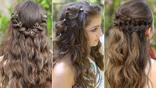 3 Easy Boho PROM Hairstyles  Half Up Hairstyles Compilation 2019 [upl. by Etnauj]