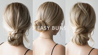 HOW TO 3 EASY Low Bun Hairstyles 💕 Perfect for Prom Weddings Work [upl. by Enomas48]