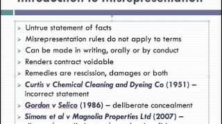 Misrepresentation Lecture 1 of 4 [upl. by Baylor]