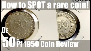 How to collect  the rare Germany 1950 50 Pfennig coin to spot [upl. by Moulden]