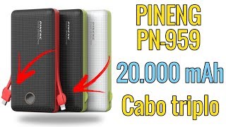 Review  Power Bank Pineng 20000 mAh PN959 Carregador Portátil Celular  TioChicoShop [upl. by Aggy]