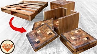 Pallet Wood End Grain Coasters [upl. by Htennek]