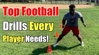 18 Football Drills Every Football Player Needs FULL WORKOUT [upl. by Ecirtam]