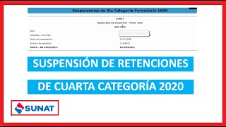 Suspension de Cuarta Categoria  SUNAT 2020 [upl. by Asenav557]