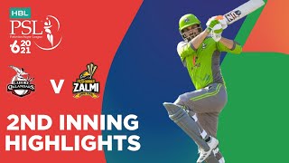 2nd Inning Highlights  Lahore Qalandars vs Peshawar Zalmi  HBL PSL 2021  Match 2  MG2T [upl. by Notloc]