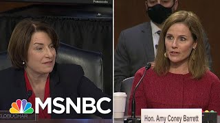 Amy Klobuchar Questions Barrett On What Court Rulings Qualify As Super Precedent  MSNBC [upl. by Adilem188]